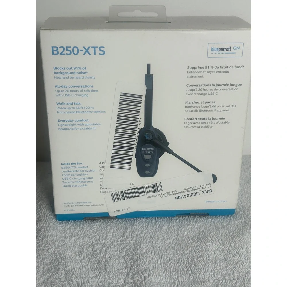 BlueParrott‎ B250-XTS Bluetooth Headset Noise Cancelling USB-C Charging New